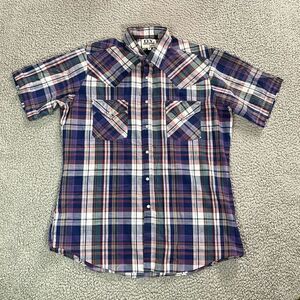 Vintage Ely Cattleman Pearl Snsap Button Shirt Men's Western Short Sleeve !6